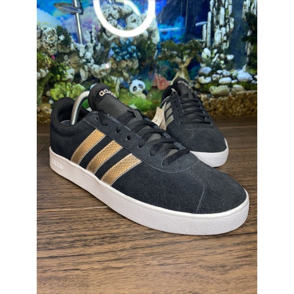 Adidas Women's Size 8.5 VL Court 2.0 Lifestyle Shoes Suede Black Metallic EE6784